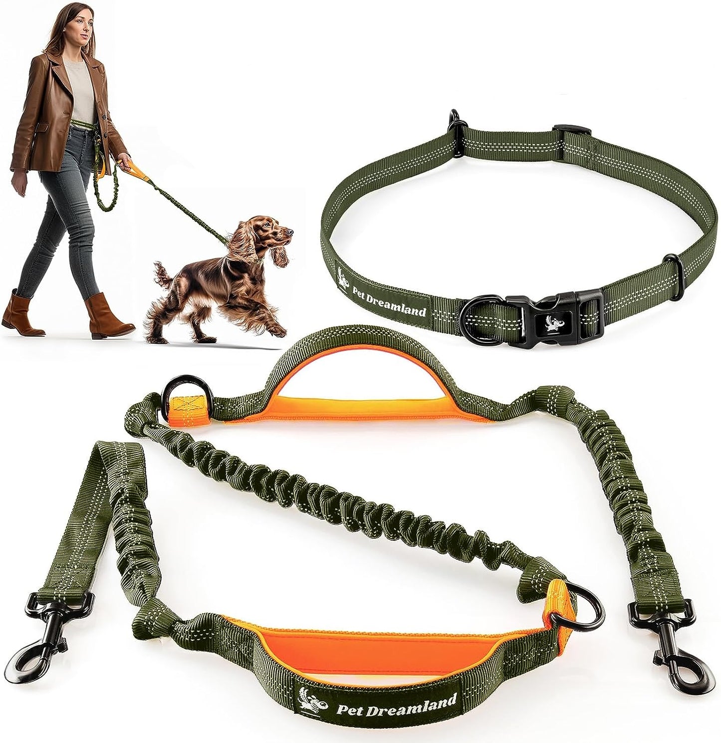 Premium Waist Dog Leash Belt – Hands-Free Leash for Medium Dogs – Durable & Adjustable Leash for Running, Walking, Hiking – Ultimate Comfort & Freedom for Active Dogs/ Real Petential