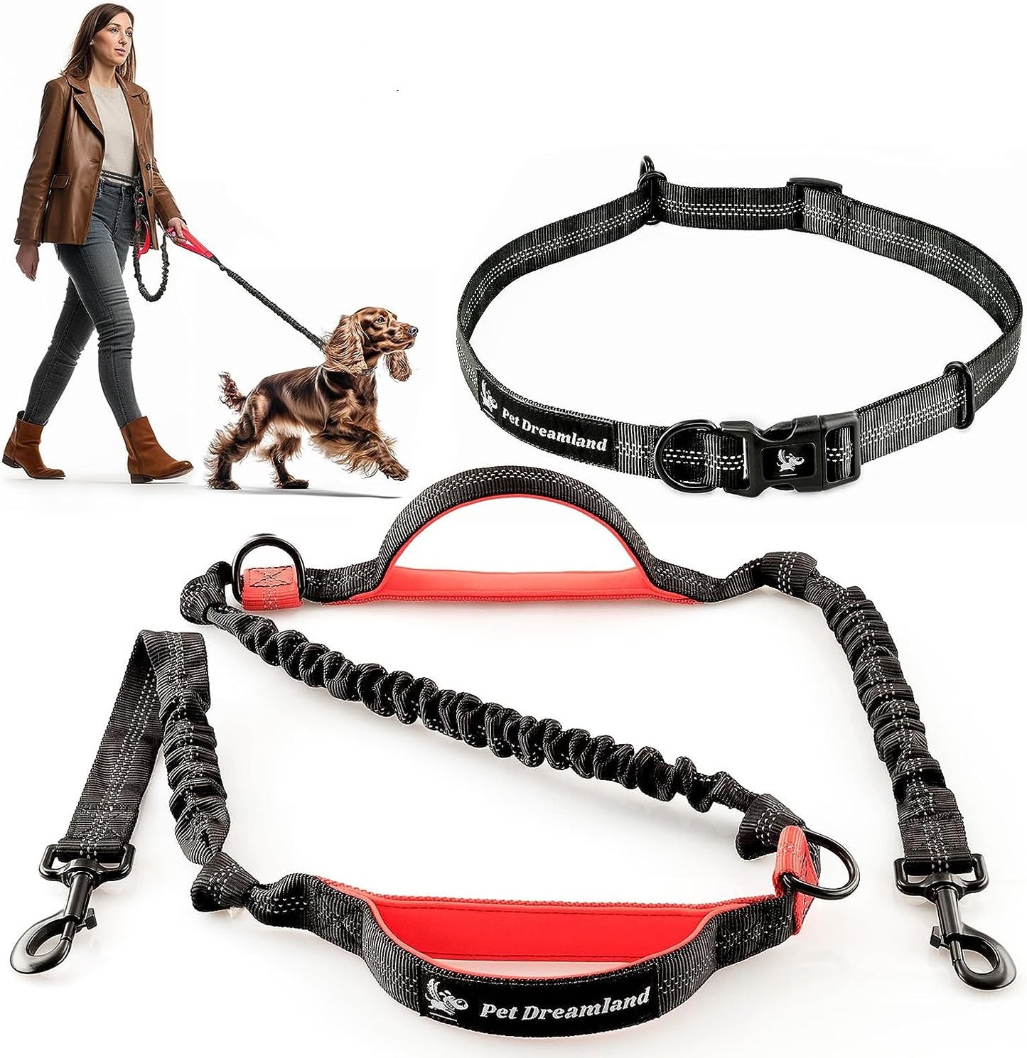 Premium Waist Dog Leash Belt – Hands-Free Leash for Medium Dogs – Durable & Adjustable Leash for Running, Walking, Hiking – Ultimate Comfort & Freedom for Active Dogs/ Real Petential