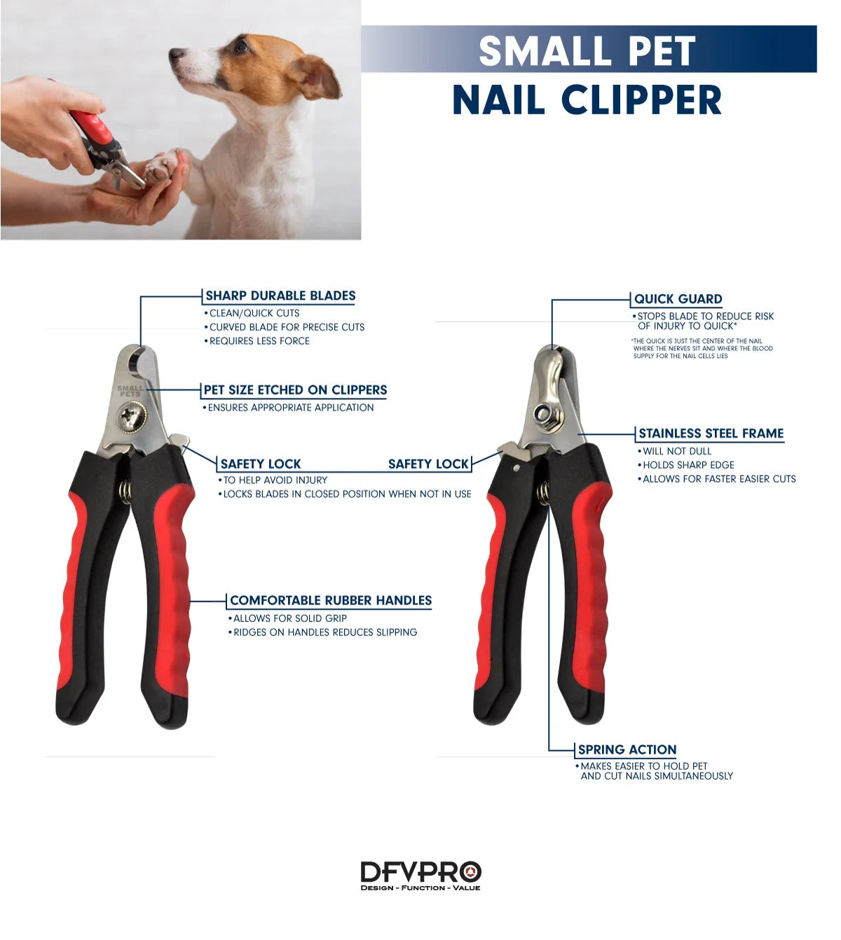 Pro Dog Nail Clippers – Heavy Duty, High-Quality Small Dog Nail Trimmers with Safety Guard, Ergonomic Handle & Sharp Stainless Steel Blades/ Real Petential