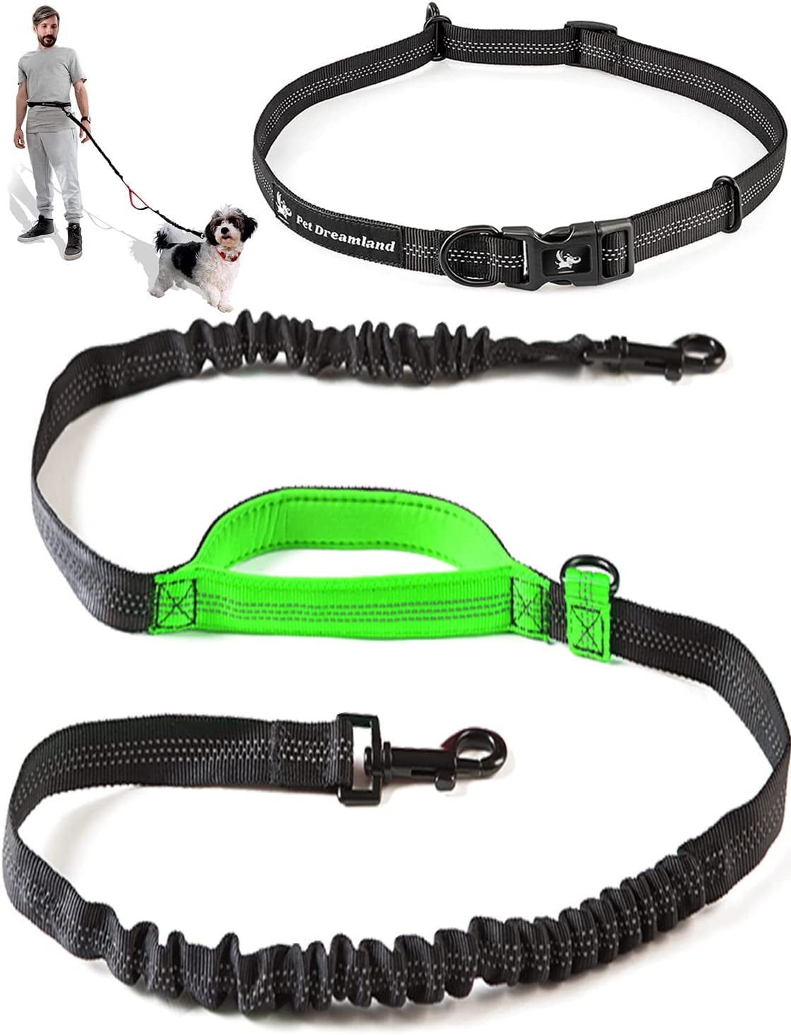Premium Waist Dog Leash Belt – Hands-Free Leash for Medium Dogs – Durable & Adjustable Leash for Running, Walking, Hiking – Ultimate Comfort & Freedom for Active Dogs/ Real Petential