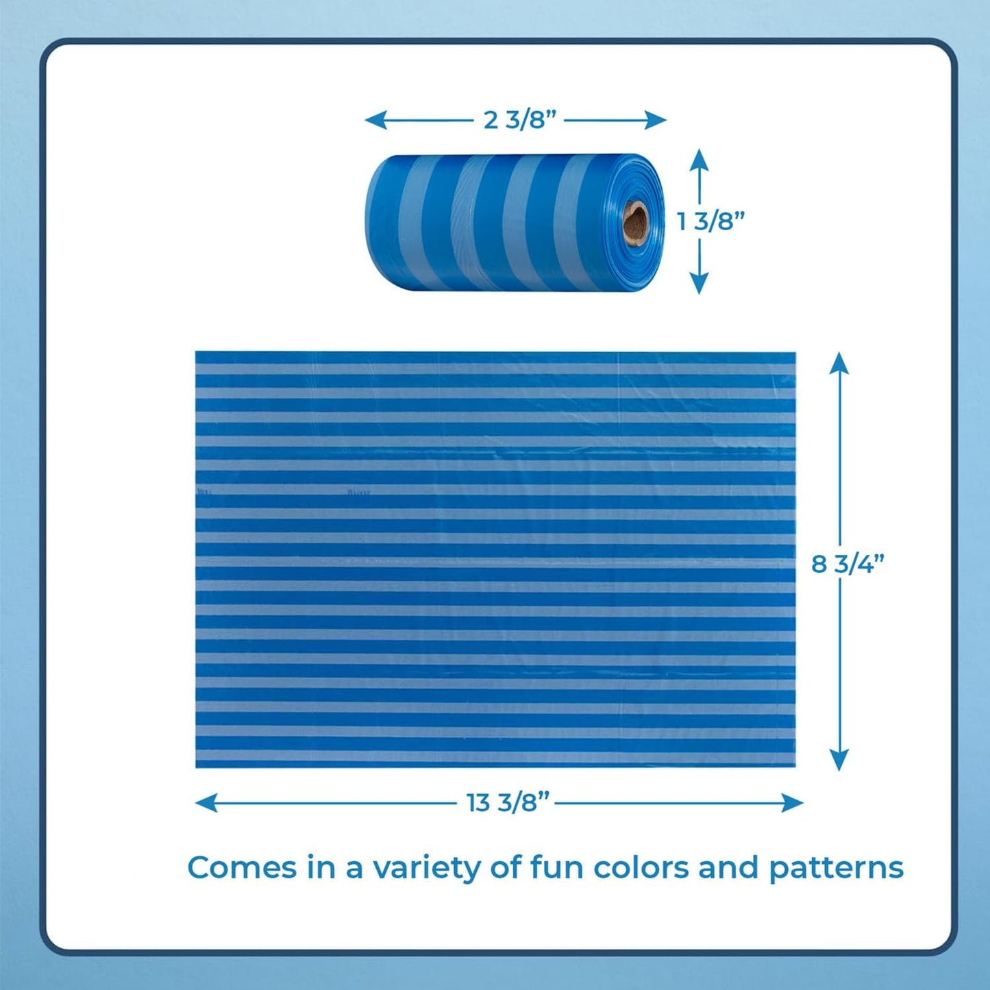 Dog Poop Bags (240 Count) – Leak-Proof, Tear-Resistant Waste Bags for Outdoor Walks & Travel – Heavy-Duty, Thick Plastic with Blue Stripes – Convenient Roll Replacements for Puppies & Dogs/ Real Petential