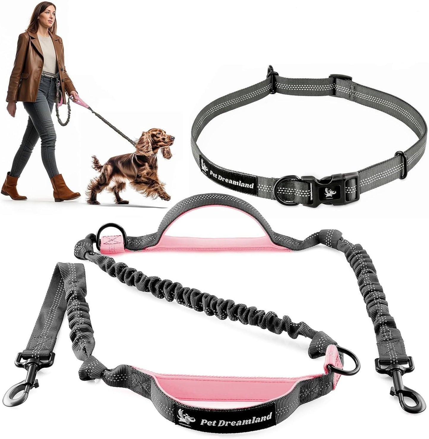 Premium Waist Dog Leash Belt – Hands-Free Leash for Medium Dogs – Durable & Adjustable Leash for Running, Walking, Hiking – Ultimate Comfort & Freedom for Active Dogs/ Real Petential