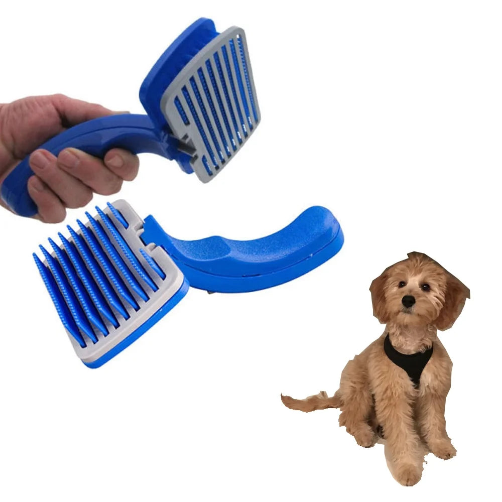 Self-Cleaning Slicker Brush for Dogs & Cats – Pet Grooming Shedding Brush Comb & Rake – Perfect for Detangling & Removing Loose Fur/ Real Petential