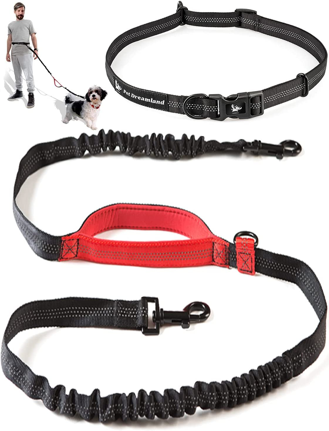 Premium Waist Dog Leash Belt – Hands-Free Leash for Medium Dogs – Durable & Adjustable Leash for Running, Walking, Hiking – Ultimate Comfort & Freedom for Active Dogs/ Real Petential