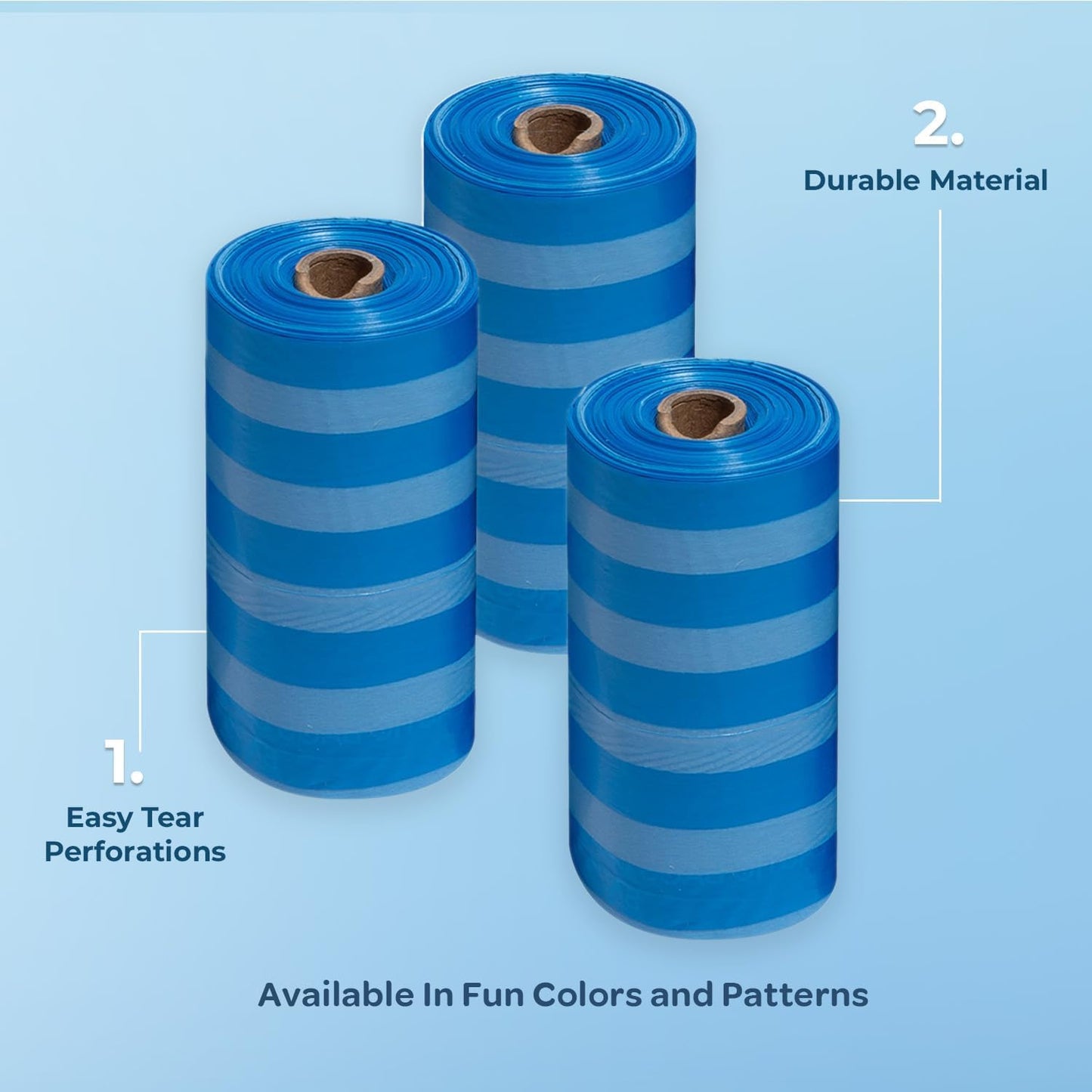 Dog Poop Bags (240 Count) – Leak-Proof, Tear-Resistant Waste Bags for Outdoor Walks & Travel – Heavy-Duty, Thick Plastic with Blue Stripes – Convenient Roll Replacements for Puppies & Dogs/ Real Petential