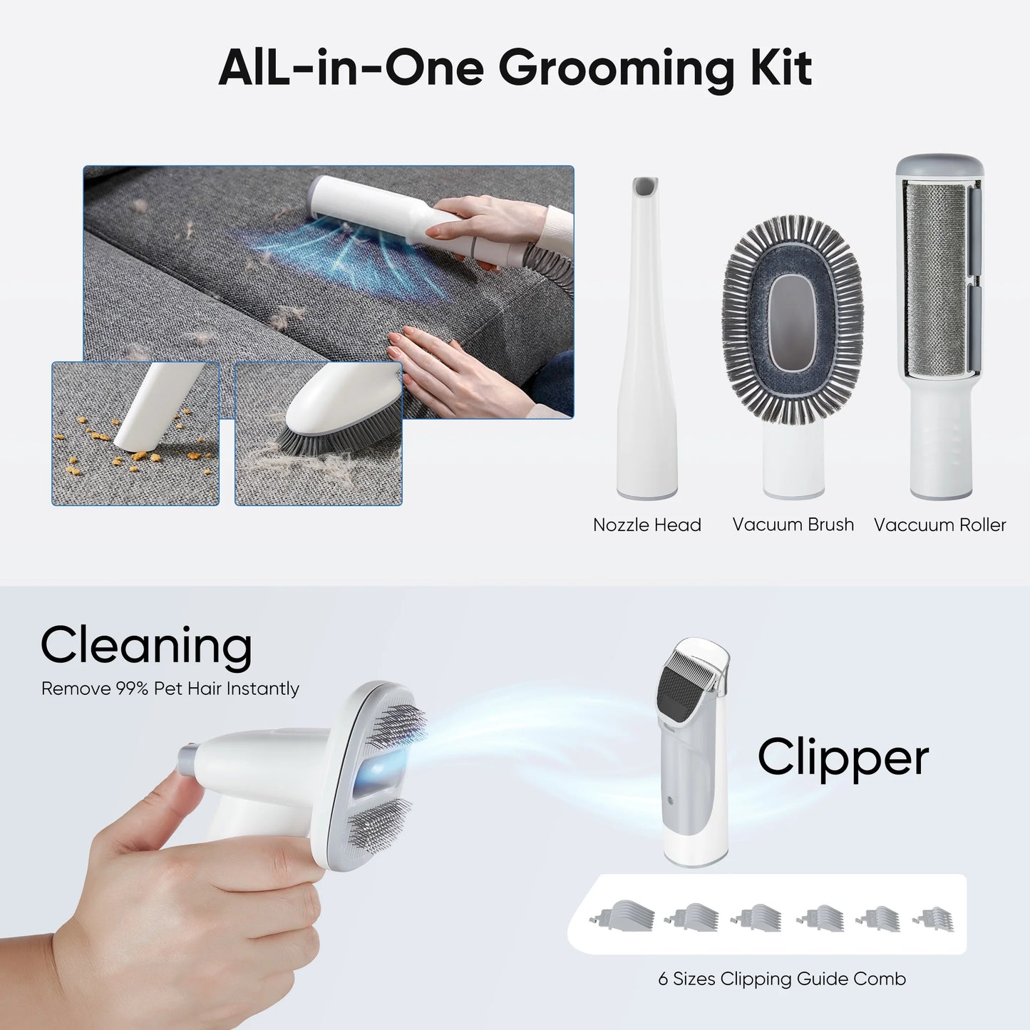 5-in-1 Dog Grooming Kit – 2.5L Pet Hair Grooming Vacuum & Electric Clippers Set for Dogs, Cats, and Other Animals – Complete Grooming Tools for Clean & Healthy Pets/ Real Petential