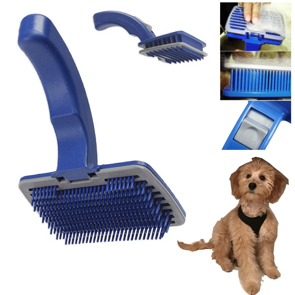 Self-Cleaning Slicker Brush for Dogs & Cats – Pet Grooming Shedding Brush Comb & Rake – Perfect for Detangling & Removing Loose Fur/ Real Petential