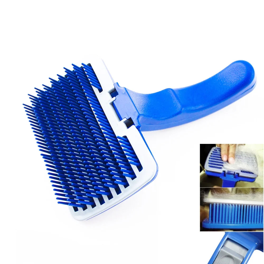 Self-Cleaning Slicker Brush for Dogs & Cats – Pet Grooming Shedding Brush Comb & Rake – Perfect for Detangling & Removing Loose Fur/ Real Petential