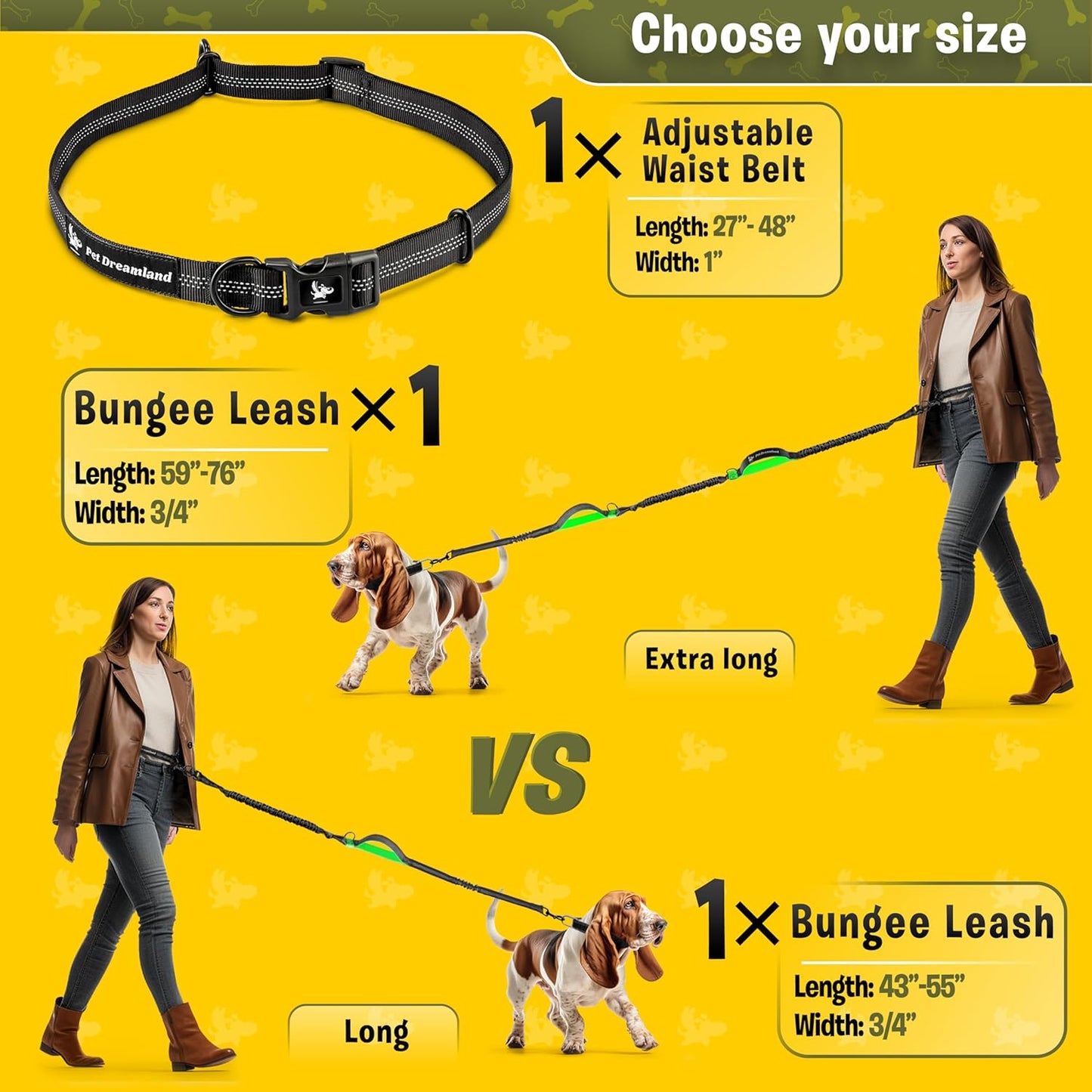 Premium Waist Dog Leash Belt – Hands-Free Leash for Medium Dogs – Durable & Adjustable Leash for Running, Walking, Hiking – Ultimate Comfort & Freedom for Active Dogs/ Real Petential