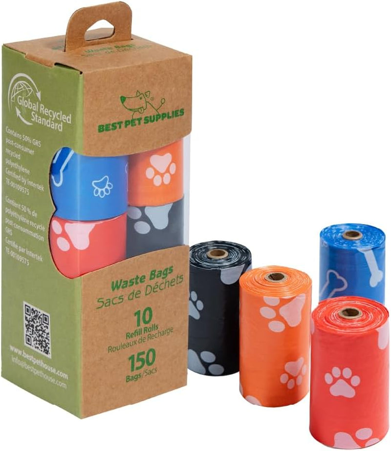 Dog Poop Bags (240 Count) – Leak-Proof, Tear-Resistant Waste Bags for Outdoor Walks & Travel – Heavy-Duty, Thick Plastic with Blue Stripes – Convenient Roll Replacements for Puppies & Dogs/ Real Petential