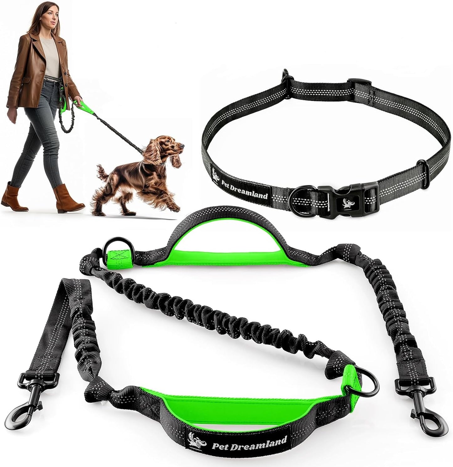 Premium Waist Dog Leash Belt – Hands-Free Leash for Medium Dogs – Durable & Adjustable Leash for Running, Walking, Hiking – Ultimate Comfort & Freedom for Active Dogs/ Real Petential