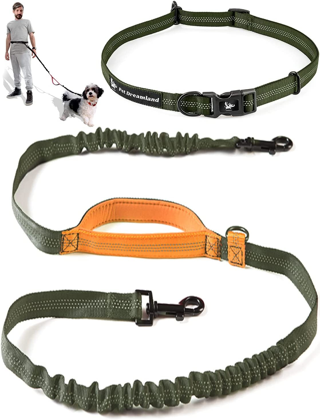 Premium Waist Dog Leash Belt – Hands-Free Leash for Medium Dogs – Durable & Adjustable Leash for Running, Walking, Hiking – Ultimate Comfort & Freedom for Active Dogs/ Real Petential