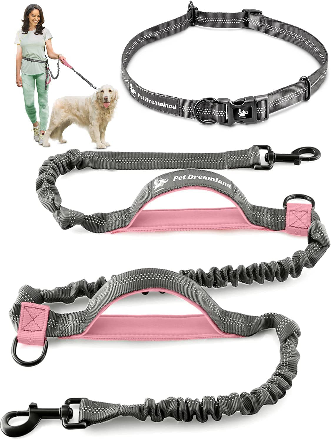 Premium Waist Dog Leash Belt – Hands-Free Leash for Medium Dogs – Durable & Adjustable Leash for Running, Walking, Hiking – Ultimate Comfort & Freedom for Active Dogs/ Real Petential