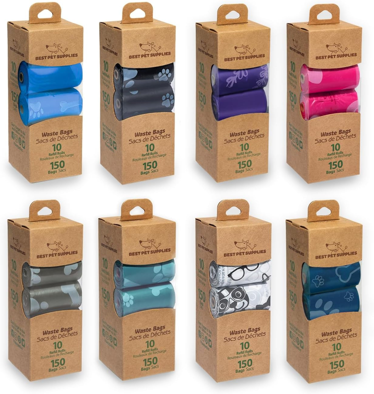 Dog Poop Bags (240 Count) – Leak-Proof, Tear-Resistant Waste Bags for Outdoor Walks & Travel – Heavy-Duty, Thick Plastic with Blue Stripes – Convenient Roll Replacements for Puppies & Dogs/ Real Petential