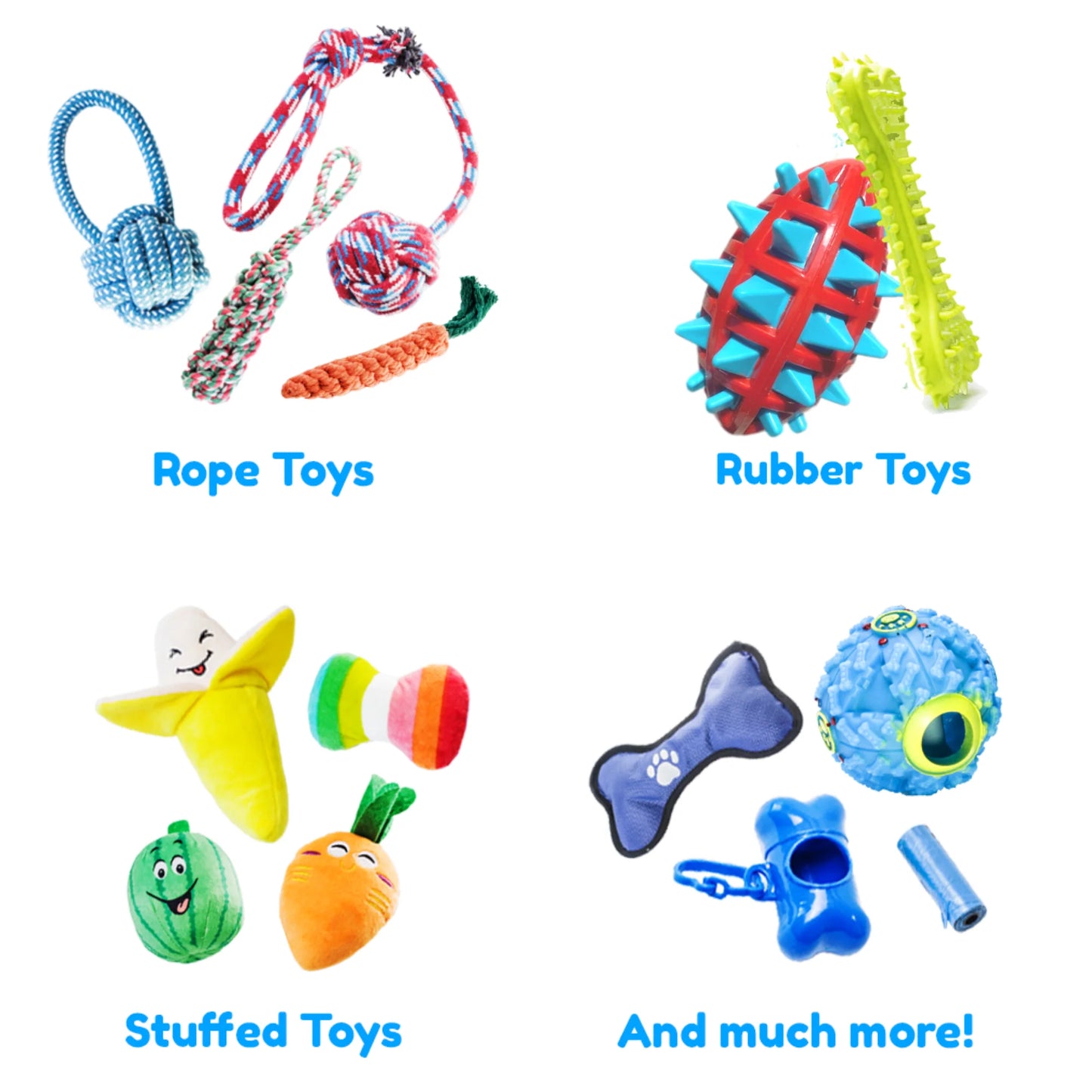 Pacific Pups 18-Pack Dog Chew Toys – Puppy Rope & Plush Toys for Teething & Play – Durable Chew Toys for Dogs of All Sizes – Interactive Dog Toys Set/ Real Petential