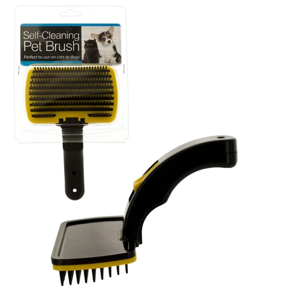 Self-Cleaning Slicker Brush for Dogs & Cats – Pet Grooming Shedding Brush Comb & Rake – Perfect for Detangling & Removing Loose Fur/ Real Petential