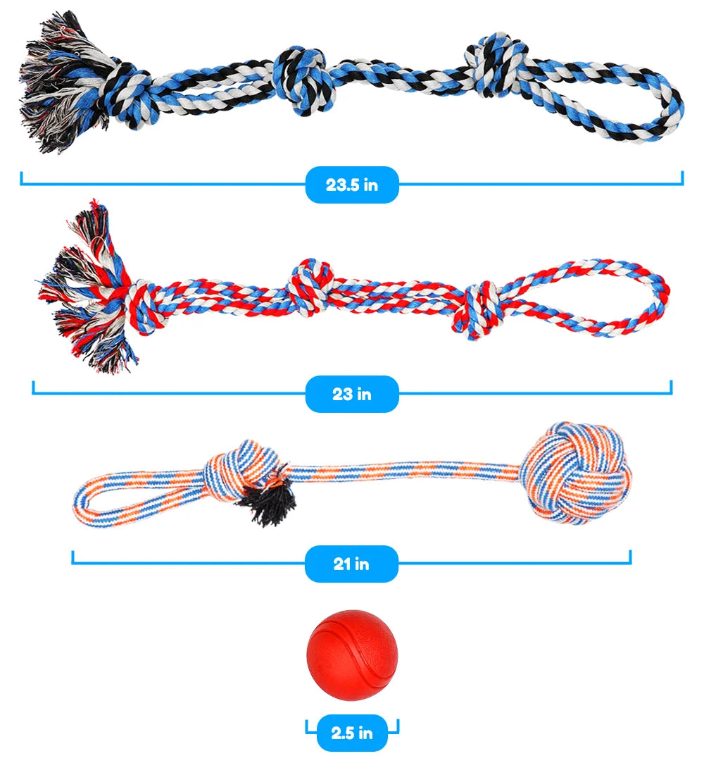 4-Pack Dog Toy Set for Large Dogs – Durable Ropes & Ball for Aggressive Chewers – Heavy-Duty Chew Toys for Strong Dogs/ Real Petential