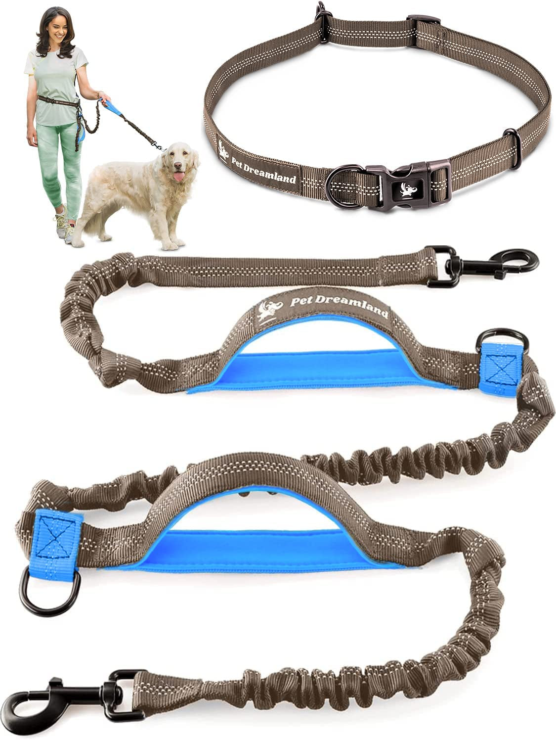 Premium Waist Dog Leash Belt – Hands-Free Leash for Medium Dogs – Durable & Adjustable Leash for Running, Walking, Hiking – Ultimate Comfort & Freedom for Active Dogs/ Real Petential