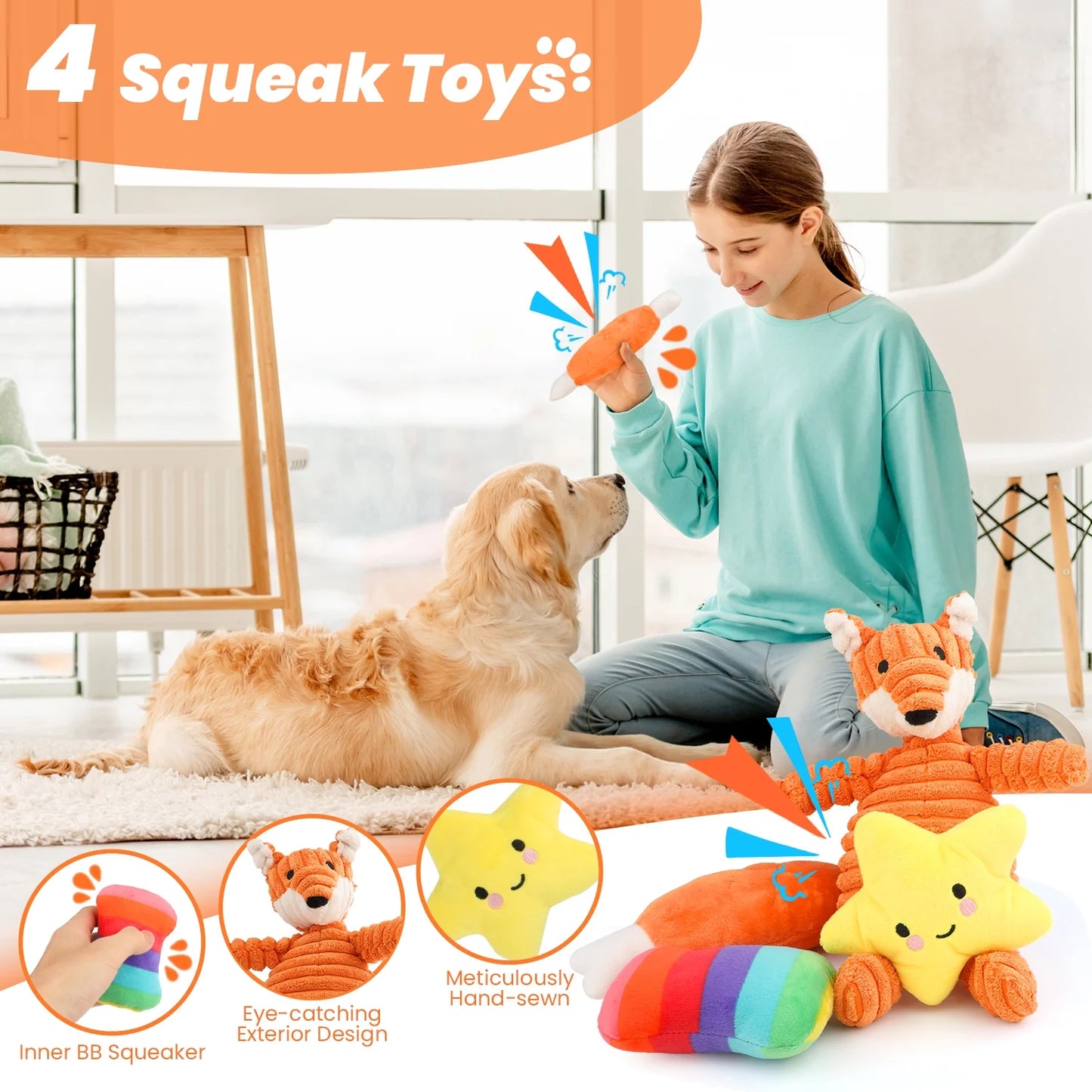 10-Pack Dog Toys for Small Dogs – Puppy Chew Toys for Teething & Training – Plush Squeaky Toys, Treat Ball & Rope Toys for Mental Stimulation & Play/ Real Petential