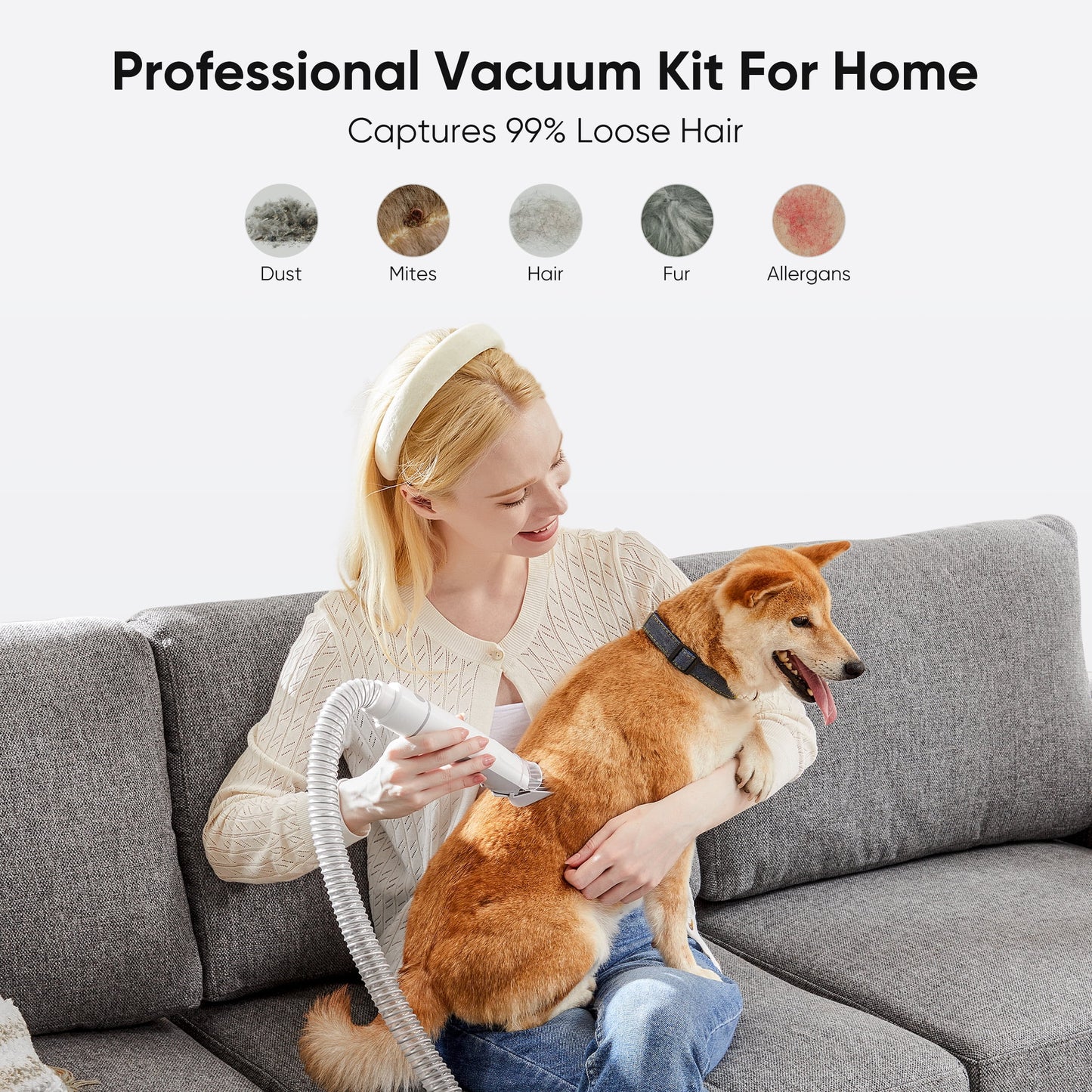 5-in-1 Dog Grooming Kit – 2.5L Pet Hair Grooming Vacuum & Electric Clippers Set for Dogs, Cats, and Other Animals – Complete Grooming Tools for Clean & Healthy Pets/ Real Petential
