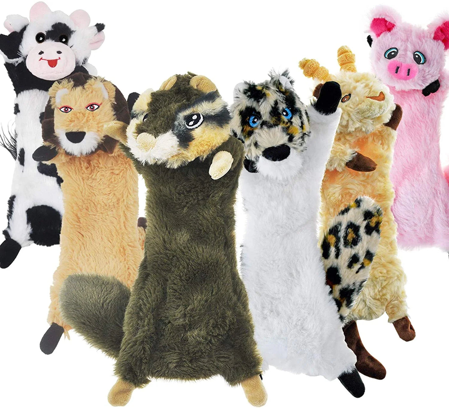 6-Pack Dog Squeaky Toys – No Stuffing, Crinkle Plush Toys for Small Dogs – Durable, Cute Animal Teething Toys – Safe, Natural Chew Toys for Puppies – Squeak & Play Pet Toys/ Real Petential