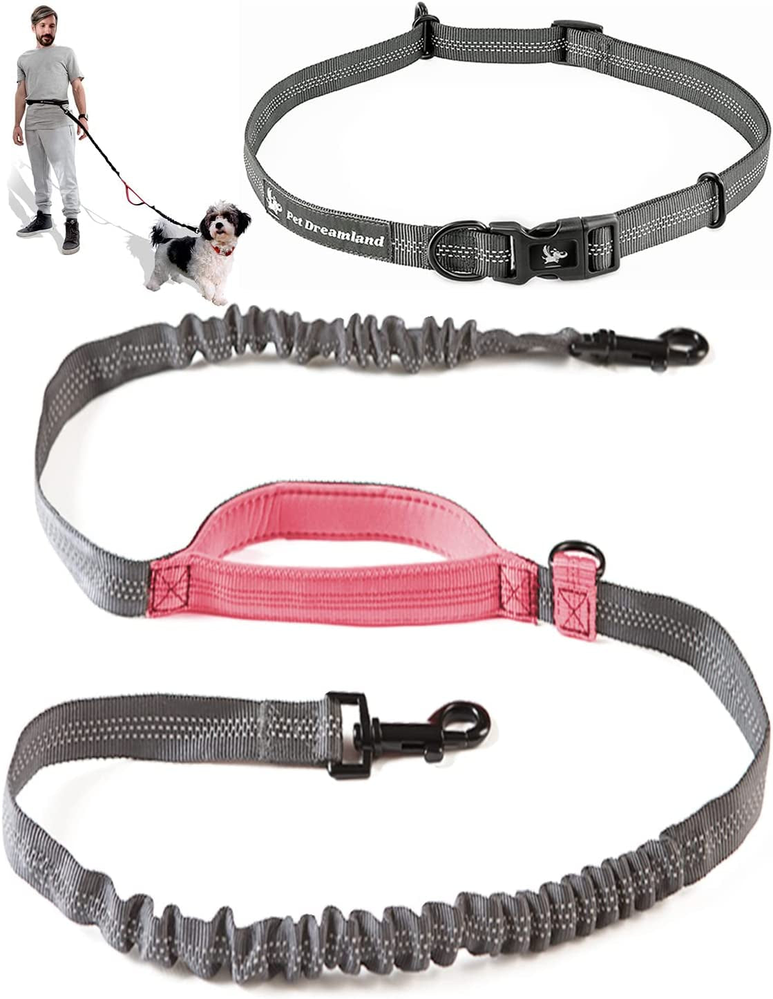 Premium Waist Dog Leash Belt – Hands-Free Leash for Medium Dogs – Durable & Adjustable Leash for Running, Walking, Hiking – Ultimate Comfort & Freedom for Active Dogs/ Real Petential