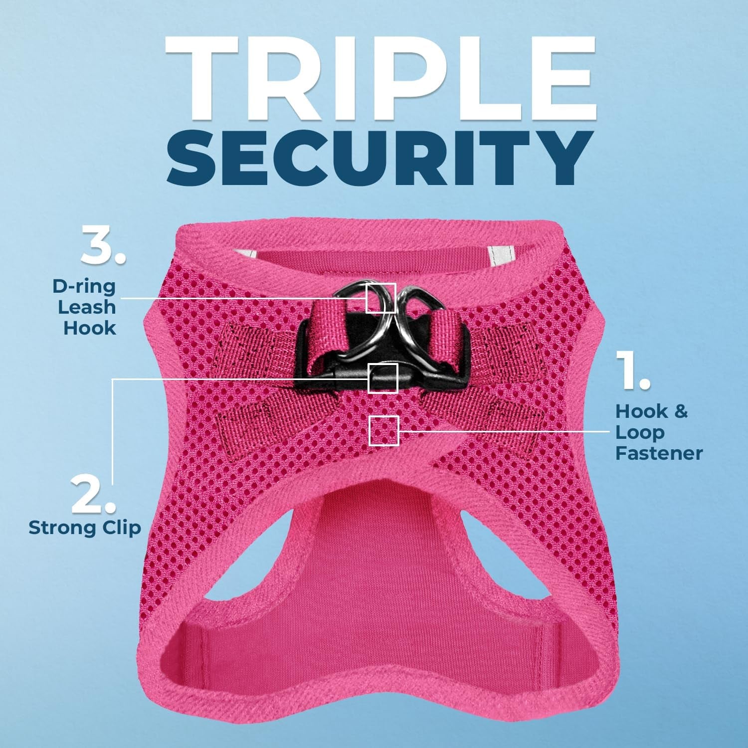 Voyager Step-In Air Dog Harness – No-Pull, Reflective Mesh Vest for Small & Medium Dogs & Cats – Secure Fit with Hook & Loop, Buckle & Double D-Rings – All-Weather, Fuchsia (Size S)/ Real Petential     