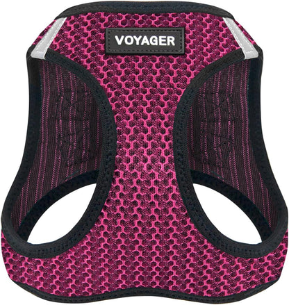 Voyager Step-In Air Dog Harness – No-Pull, Reflective Mesh Vest for Small & Medium Dogs & Cats – Secure Fit with Hook & Loop, Buckle & Double D-Rings – All-Weather, Fuchsia (Size S)/ Real Petential     